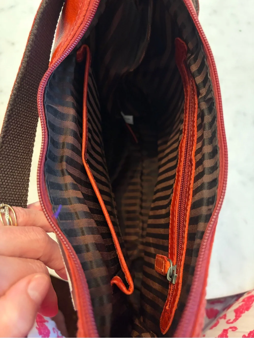 Jack‎ Georges Red Leather Voyager Crossbody Bag with Front Pocket